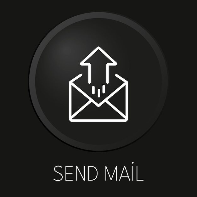 Enviar correo icono de línea de vector mínimo en botón 3D aislado sobre fondo negro Premium VectorxAxA