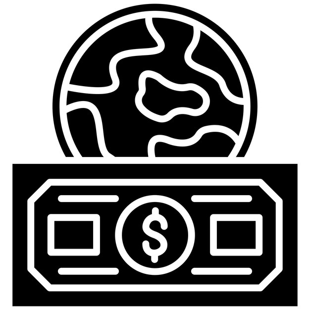 Enviar dinero al extranjero Ilustración en negro sólido