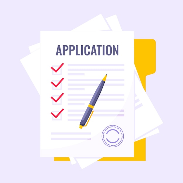 Enviar solicitud documento formulario estilo plano diseño icono signo vector ilustración