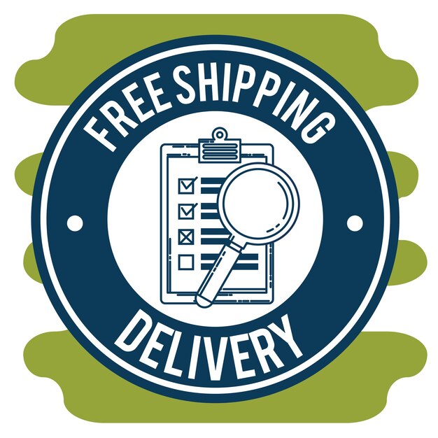 envío gratis con lista de verificación y lupa