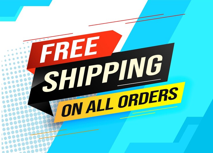 Envío gratis todos los pedidos etiquetan la plantilla de diseño de banner para el fondo de marketing de la tienda gráfico moderno