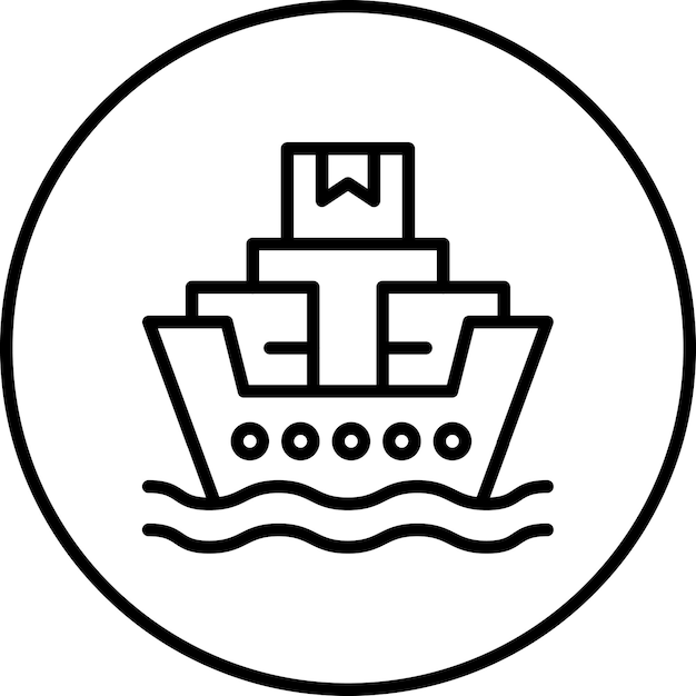 Envío mundial Ilustración del icono vectorial del barco del conjunto de iconos de comercio electrónico