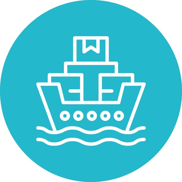 Envío mundial Ilustración del icono vectorial del barco del conjunto de iconos de comercio electrónico