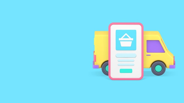 Envío de pedidos de compras en línea tienda digital aplicación de teléfono inteligente banner copia espacio vector