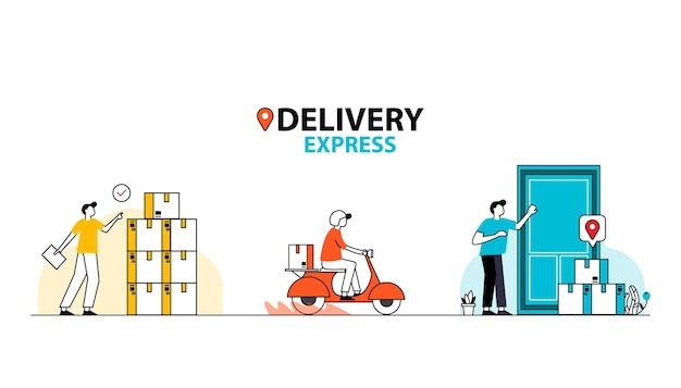 Envío rápido de paquetes en scooter por teléfono móvil Ordenar paquetes en eCommerce por aplicación