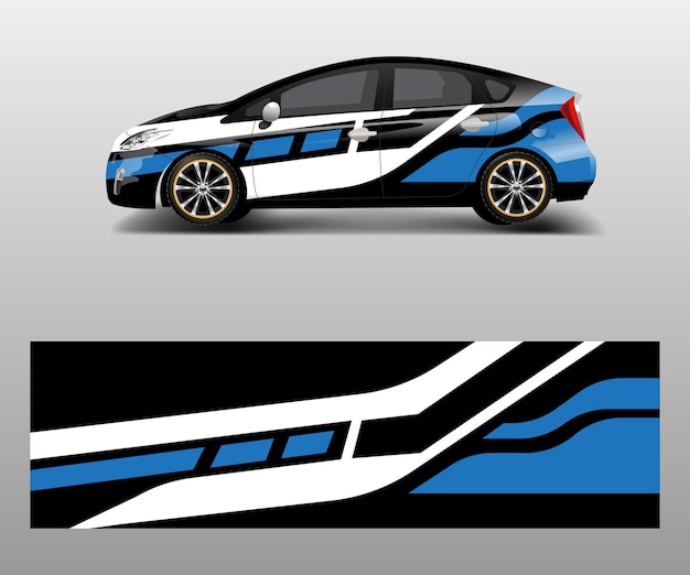 Envoltura de coche de carreras con formas de rayas abstractas para el vector de diseño de plantilla de diseño de vector de envoltura de carreras de coches deportivos de empresa