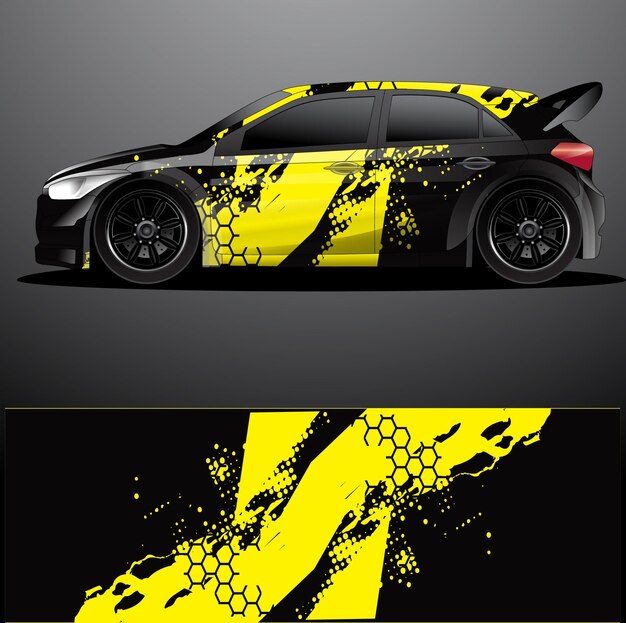 Envoltura gráfica de calcomanía de coche de rally