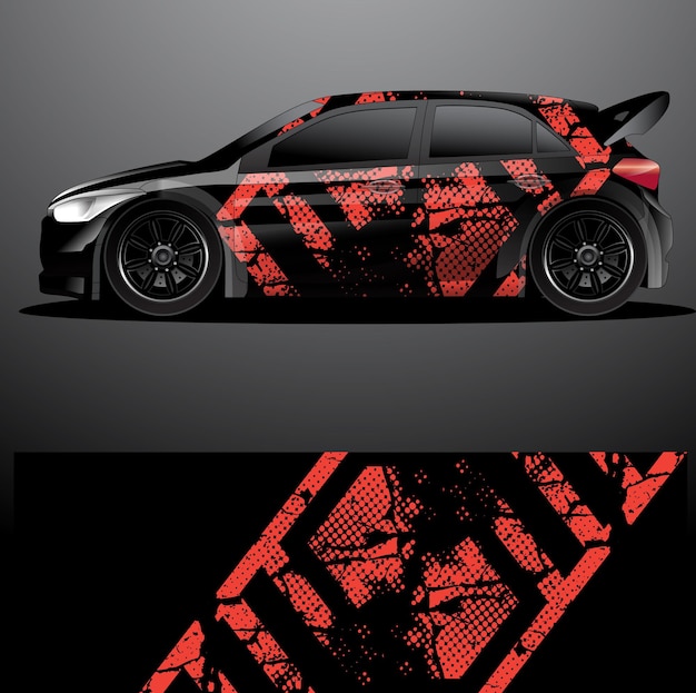 Envoltura gráfica de calcomanía de coche de rally