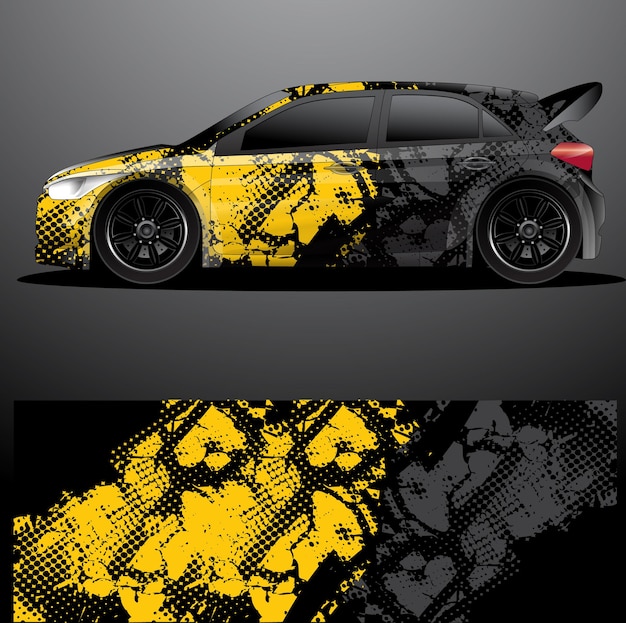 Envoltura gráfica de calcomanía de coche de rally