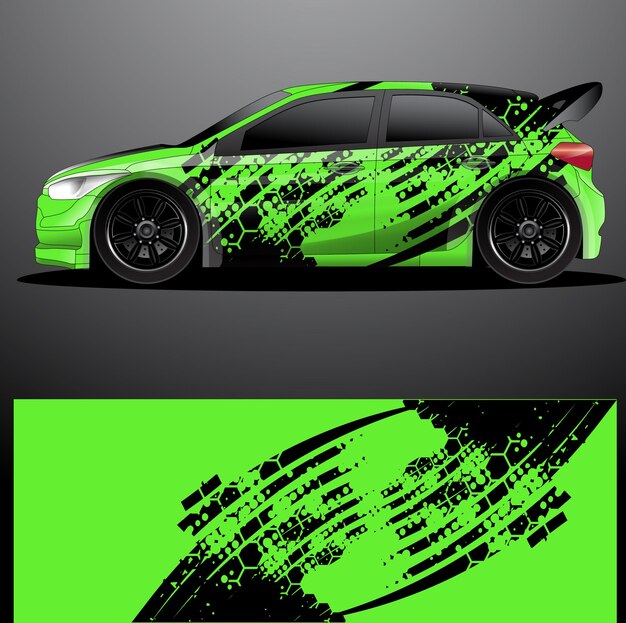 Envoltura gráfica de calcomanía de coche de rally