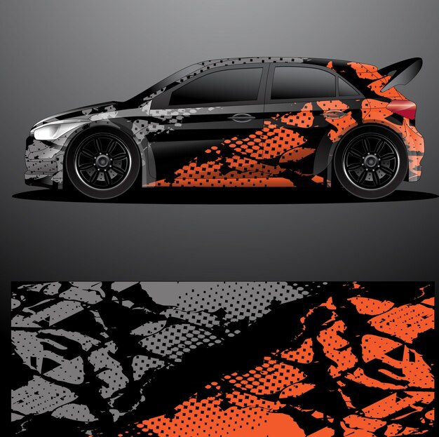 Envoltura gráfica de calcomanía de coche de rally