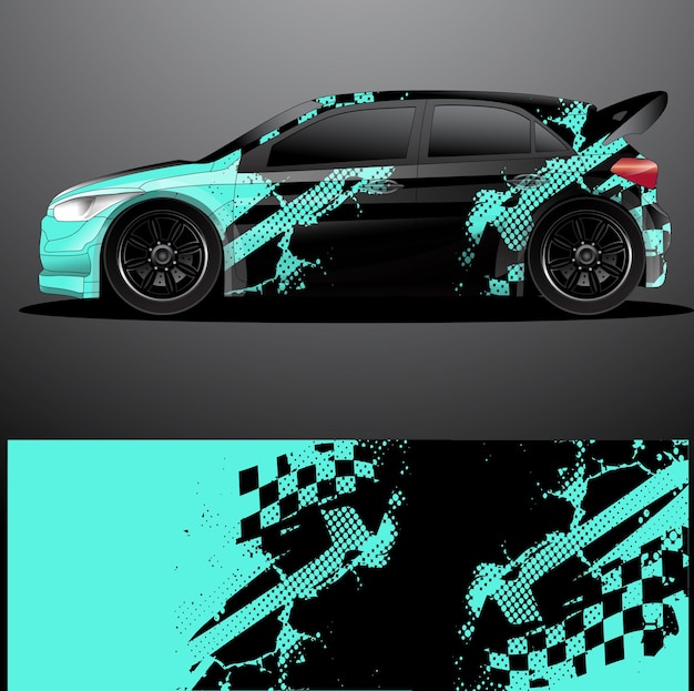 Envoltura gráfica de calcomanía de coche de rally
