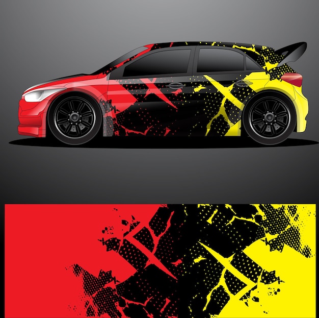 Envoltura gráfica de calcomanía de coche de rally