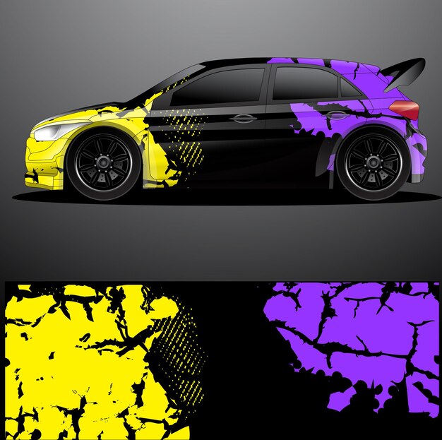 Envoltura gráfica de calcomanía de coche de rally