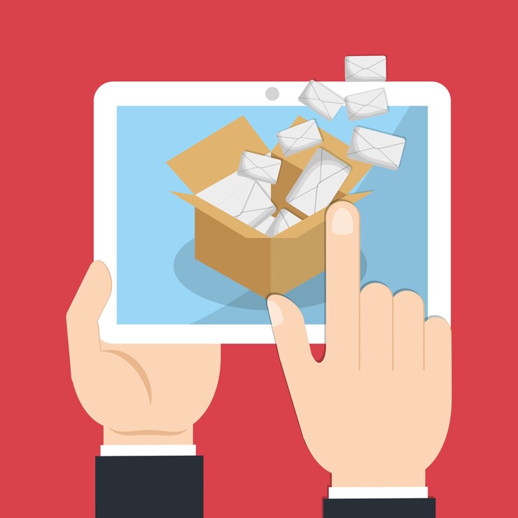 Vector envolvente tableta caja correo electrónico enviar icono