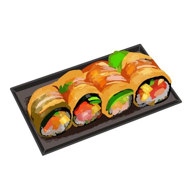 Vector envuelto en huevo kimbap kimbap coreano comida coreana rollo sushi comida japonesa comida japonesa arroz