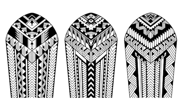 Vector envuelve alrededor del brazo diseño de conjunto de tatuajes polinesios patrón ilustración aborigen samoana eps10