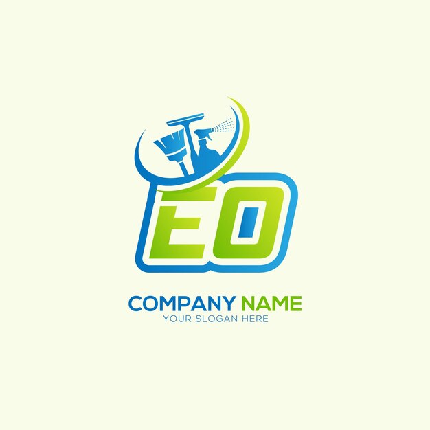 EO o OE Letra local Vector de limpieza Vector del logotipo del servicio de limpia