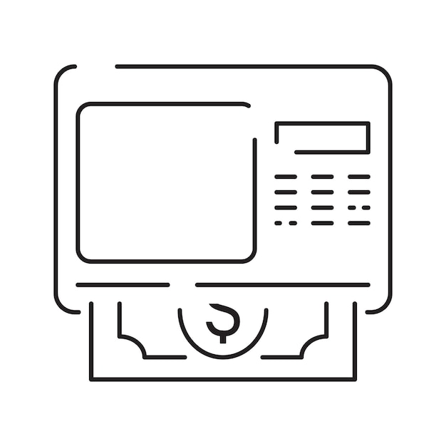 Epayment Ewallet Card Machine ATM Código QR Tarjeta de crédito Banca en línea y icono de línea de mano con tarjeta