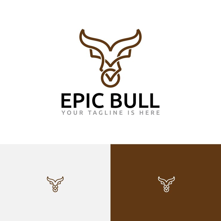 Epic Bull Taurus Head Logotipo de animal con cuernos