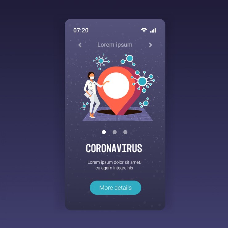 Vector epidemia mers-cov médico usando la aplicación de navegación móvil ubicación pin enfermedad propagación infección por coronavirus wuhan 2019-ncov pandemia riesgo de salud mapa de la ciudad espacio de copia completo