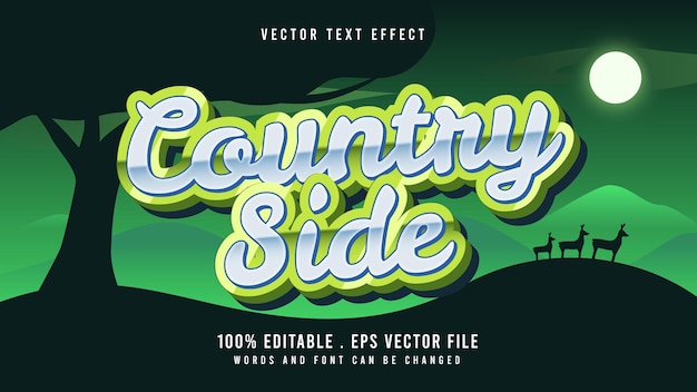 Vector eps 3d campo verde efecto de texto editable