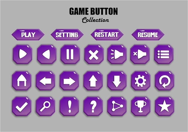 EPS Colección de botones de interfaz de juego con varios iconos