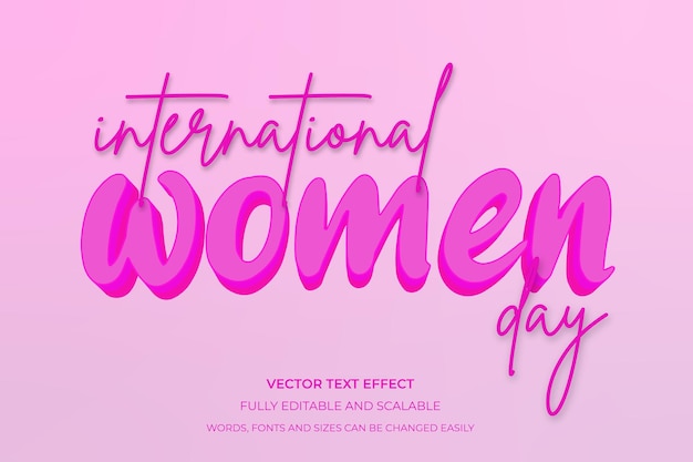 EPS feliz día de la mujer 3d estilo de efecto de texto editable con fondo moderno