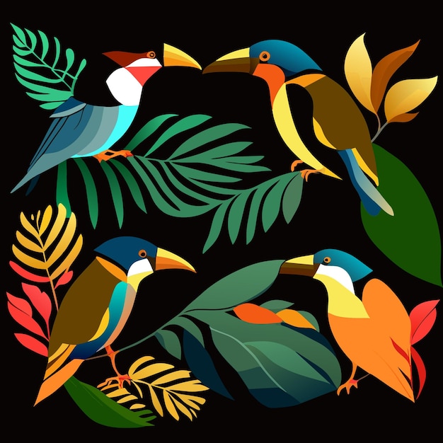 EPS Rainforest Bird Icons Una delicia para el diseñador