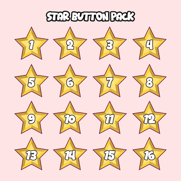 EPS Star Button Pack con estrellas doradas numeradas