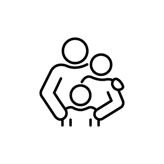 eps10 vector Icono lineal de padres e hijos de familia