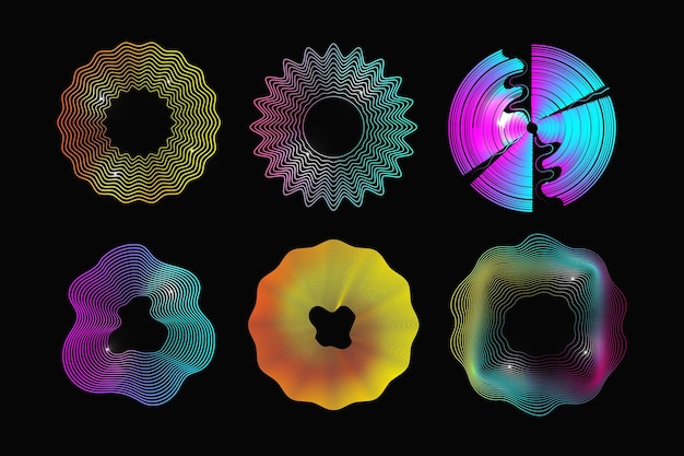Equalizador de audio de ondas sonoras de colores conjunto de ondas musicales
