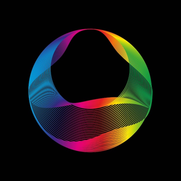 Equalizador de ondas de sonido gradiente de color arco iris tecnología futura elemento vectorial aislado en negro