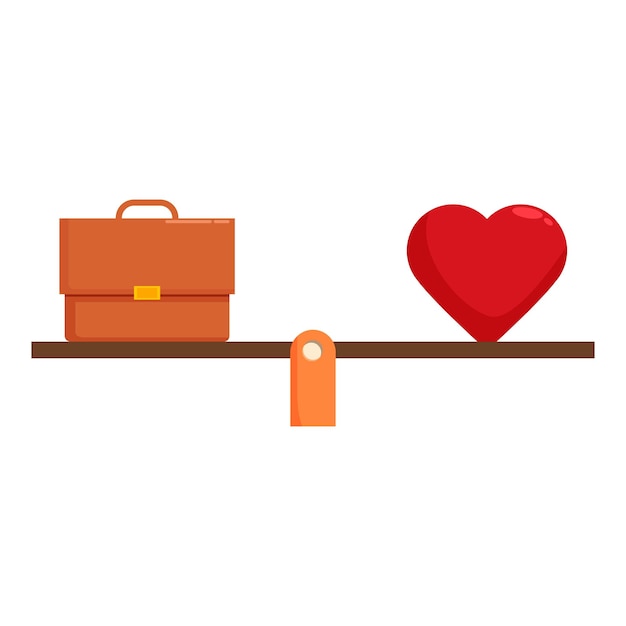 Equilibrar el trabajo y el amor en un columpio con una etiqueta de precio eligiendo entre la carrera y la pasión