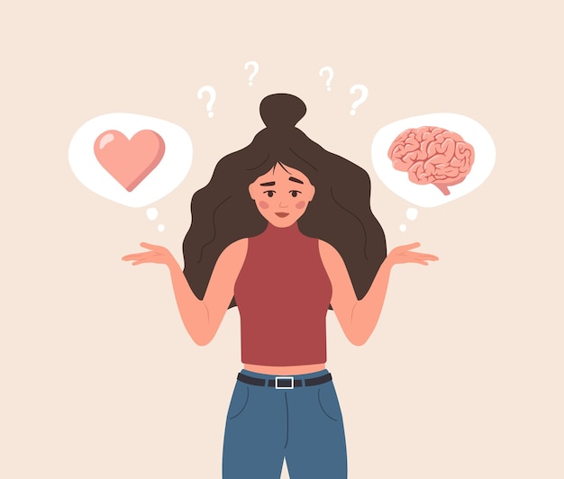 Equilibrio del cerebro y el corazón concepto de salud mental