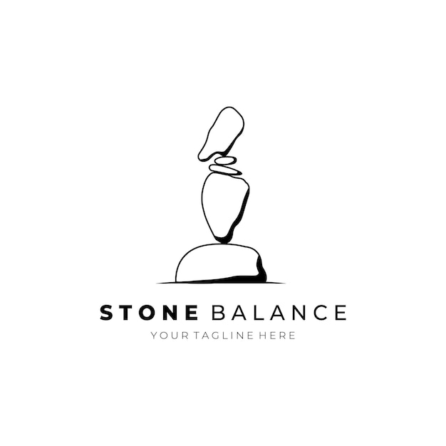 Equilibrio de piedra logo vector diseño vintage ilustración
