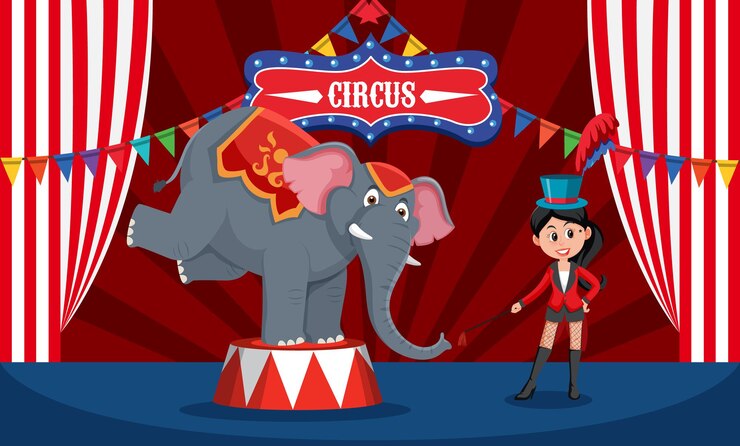 Vector equilibrio de rendimiento de elefante de pie dos piernas