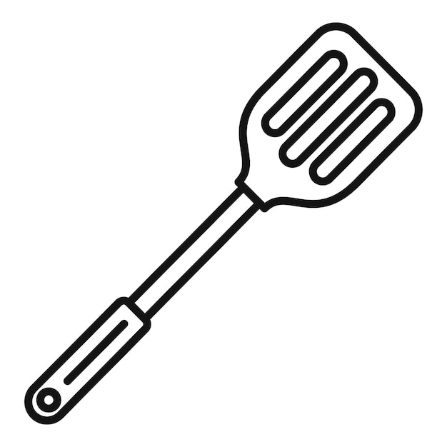 Equipamiento de cocina con el vector de contorno del icono de la espátula del cocinero