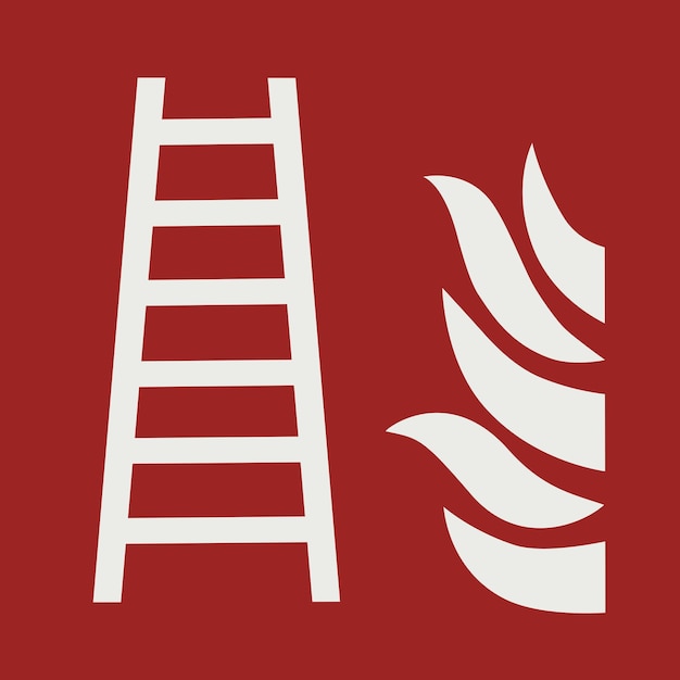 Equipamiento de extinción de incendios pictograma de señal escalera de incendios ISO 7010 F003
