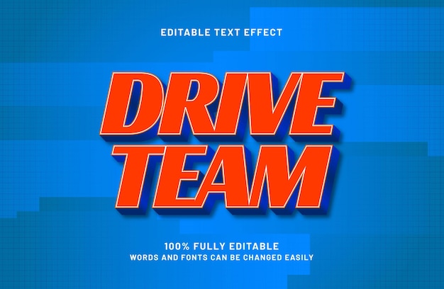 equipo de accionamiento efecto de texto editable en niños y estilo de texto simple