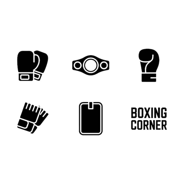 Equipo de boxeo y iconos de esquina