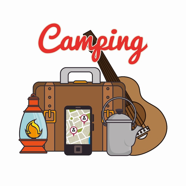 Vector equipo de camping set iconos vector ilustración diseño