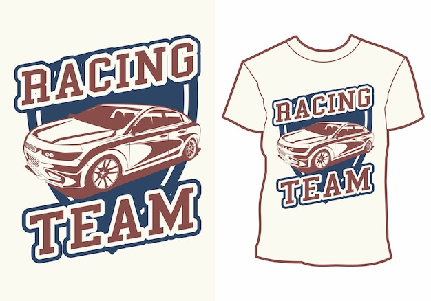 Equipo de carreras de autos, diseño de camisetas para autos