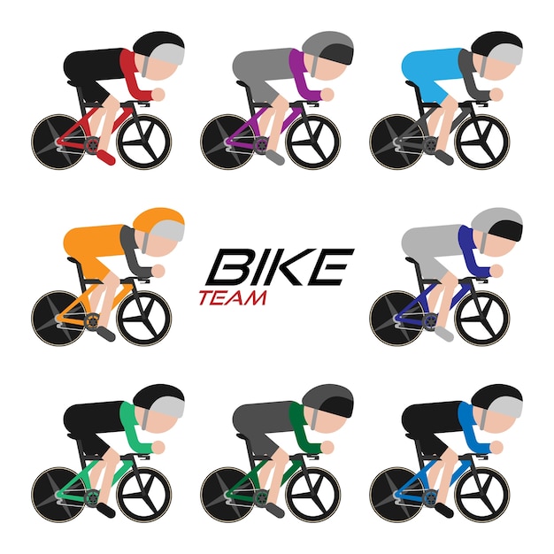 Vector equipo de ciclismo, conjunto de iconos de ciclismo, ilustración vectorial