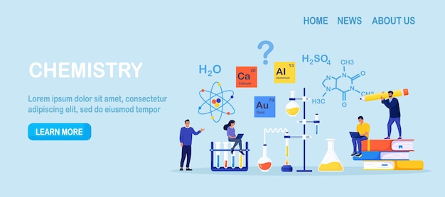 Equipo de ciencia de laboratorio de farmacia de química Personas que aprenden elementos de fórmula química Experimento científico en laboratorio con reactivos prueba frasco de vidrio sustancias químicas Educación innovación