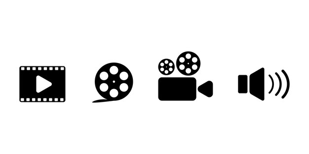 Equipo de cine en estilo moderno sobre fondo blanco. Cámara de televisión en línea.