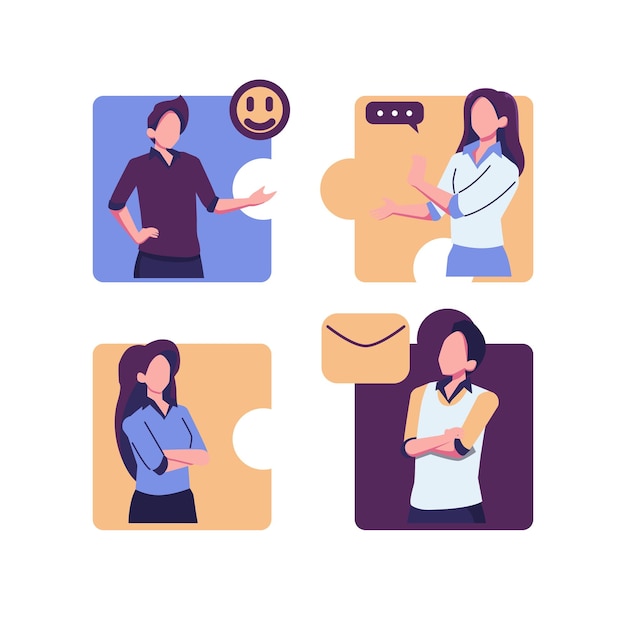 equipo de comunicación por internet comunicación estilo plano ilustración diseño vectorial