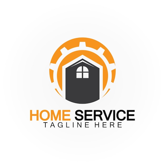 Equipo de concepto de diseño de logotipo de servicio a domicilio y hogar adecuado para empresas de reconstrucción de renovación y empresas que brindan mantenimiento en el hogar