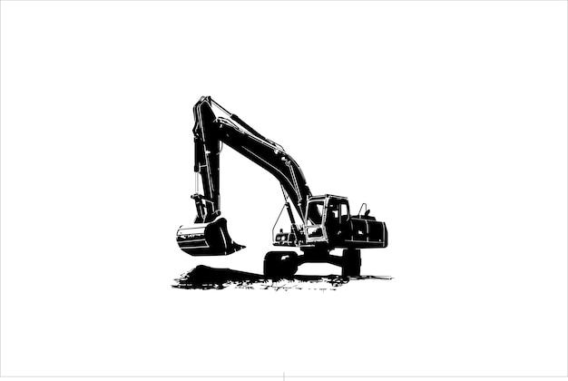 Equipo de construcción de excavadoras y siluetas