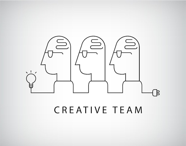 Equipo creativo, logo del grupo de trabajo, lineal.